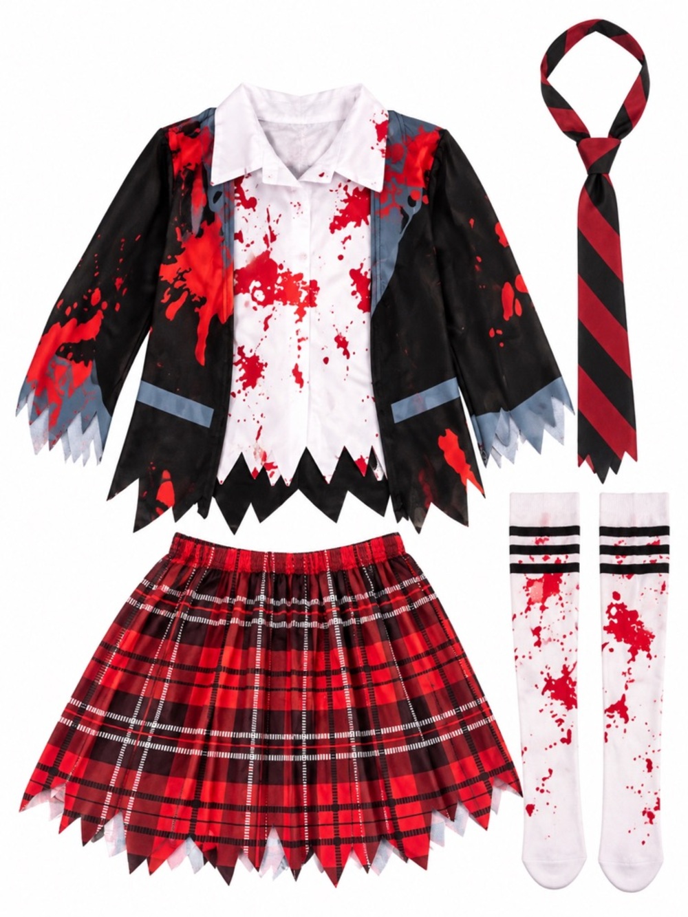 New - Spooktacular Creations Zombie Schoolgirl Halloween Costume | Size M 8-10